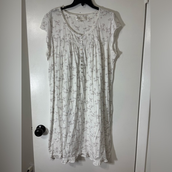 Eileen West Women’s Floral Lovely Cottage Cap Sleeve Nightgown Gown Ruffle Sz XL - Picture 2 of 14